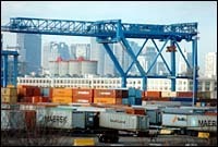 Containers assembled for loadingat port of Boston. (Tom Croke) Containers assembled for loading<br>at port of Boston. (Tom Croke)