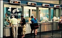 Ready for Acela Express, customerskeep ticket agents busy.(Brian McDonald) Ready for Acela Express, customers<br>keep ticket agents busy.<br>(Brian McDonald)