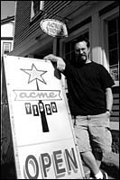 Acme Video, from joke to niche market success Ralph Goudreau in frontof his video