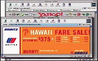 HAWAII fare sale is an Orbitz pop-up ad on a Yahoo! screen. HAWAII fare sale is an Orbitz pop-up ad on a Yahoo! screen.