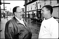 IMPROVING Downtown Pascoag is the goal of Gary Turner (left) and Robert Peloquin. IMPROVING Downtown Pascoag is <br>the goal of Gary Turner (left) and <br>Robert Peloquin.