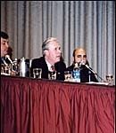 Marriott's Robert Schmekspeaks at an ethics panelat Johnson & Wales.