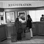 Travelers check in at Holiday Inn in  Downtown Providence