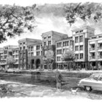 An artists representation of the Jefferson apartments.
