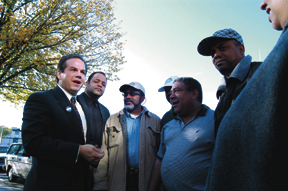 Mayoral candidate David Cicilline reaches outto voters in his campaign. Mayoral candidate David Cicilline reaches out<br>to voters in his campaign.