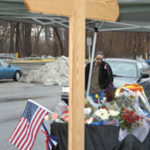 The site of The Station nightclub in WestWarwick has become a makeshift memorial.
