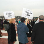 Doctors’ rift with Blue Cross deepens Demonstrators took to the State House steps lastWednesday evening.