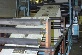 <i>The Standard-Times</i> in New Bedford being printed atthe newspaper's plant in Fairhaven. <i>The Standard-Times</i> in New Bedford being printed at<br>the newspaper's plant in Fairhaven.