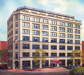 An artist's rendering of the Palmer Block building tobe known as The Cosmopolitan. An artist's rendering of the Palmer Block building to<br>be known as The Cosmopolitan.