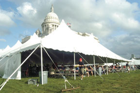 A cookout for the Fraternal Order of Police was heldon the State House lawn on Aug. 4. A cookout for the Fraternal Order of Police was held<br>on the State House lawn on Aug. 4.