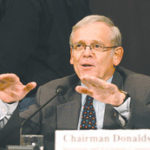 SEC developing rules to curb trade abuse SEC Chairman William Donaldson testifies before the Senate Banking Committee in this file photo.