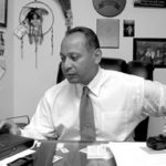 Chief Sachem Matthew Thomas at his tribe'sadministrative building in Charlestown.