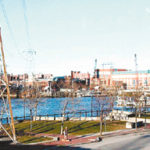 Above-ground power lines that traverse the IndiaPoint area in Providence.