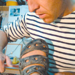 Martin Keen fashions one of his KEENsandal designs with a toe-guard.