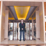 James Hawkins, a security guard at One CitizensPlaza, watches over a lobby at the building.