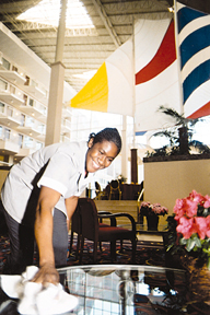 A Jamaican national at the MarriottNewport. A cap on visas could short-staff summer resorts. A Jamaican national at the Marriott<br>Newport. A cap on visas could short-<br>staff summer resorts.