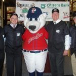 R.I. businesses strive to ‘strike out’ hunger ANNOUNCING the campaign are, from left, John Wolfe, vice president of government and public affairs for Cox Communications; Lou Schwechheimer, vice president and general manager of the PawSox; Paws, the PawSox mascot; Joseph J. MarcAurele, president and CEO of Citizens Bank of Rhode Island; and Mike Gerhardt, interim executive director of the Rhode Island Community Food Bank. /