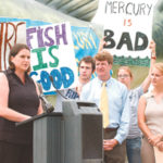 Tracy Carlson, a member of Clean Water Action, joined elected officials and environmentalists at a press conference Aug. 20 in Providence to call on the Bush administration to reduce mercury pollution by power plants.