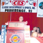 Fight promoter Jimmy Burchfield during a press conference at Dave & Buster's, promoting a recent fight card at Foxwoods.