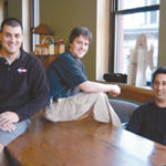 Photo by Krzstyna HarberThe ad agency's brain trust, from left, Chuck Carmone, Alec Beckett and Brian Gross in their Providence office downtown.