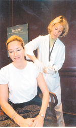 A flu vaccine shortage this year has some of area companies donating their vaccination shipments to local health clinics for people at risk of contracting the disease. A flu vaccine shortage this year has some of area companies donating their vaccination shipments to local health clinics for people at risk of contracting the disease.