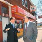 State Sen. Juan Pichardo, left, speaks with U.S. Hispanic Chamber of Commerce President Armando Ojeda.