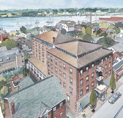 <b>Rendering courtesy of Newport Collaborative Architects</b>The old Harriet Bradford Inn in downtown Bristol on Hope Street is slated to become condo units and commercial space, as shown in this artist's rendering. The town's zoning board approved the project last month but some details still need to be ironed out. <b>Rendering courtesy of Newport Collaborative Architects</b><br>The old Harriet Bradford Inn in downtown Bristol on Hope Street is slated to become condo units and commercial space, as shown in this artist's rendering. The town's zoning board approved the project last month but some details still need to be ironed out.