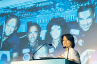 <b>SALLY RIDE,</b> the 1st American woman in outer space, delivered the keynote address at <b>Hasbro's</b> TOY challenge 2005 awards. <b>SALLY RIDE,</b> the 1st American woman in outer space, delivered the keynote address at <b>Hasbro's</b> TOY challenge 2005 awards.