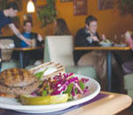 PBN photo/Stephanie Ewens
NO MEAT NEEDED: The Garden Grille in Pawtucket offers all-vegetarian fare such as this 'Garden Griller Bella' sandwich.