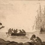 'BOUND AND HEADED for America,' a detail from a painting by M. Chambon that is held by the John Carter Brown Library, which through the end of May is hosting two of several slavery-related exhibits at Brown this spring.   / 