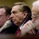 Hearing on fire code reveals flaws<br> in enforcement STATE REPRESENTATIVES Peter T. Ginaitt, left, and Joseph Trillo, center, are co-chairing a commission to gauge the impact of the 2003 fire code on local businesses. /