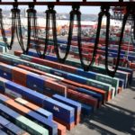 Trade deficit narrows in Feb. to $58.4B A DECLINE in freight and port expenses and other transportation costs accounted for most of February's $0.2B decrease in services exports. Above, a crane looms over shipping containers at the Port of Newark, N.J. /