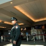 A TEMPORARY construction wall toppled just before 3 a.m., scattering debris across the security checkpoint, Goldstein said.  / 