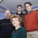 N.E. SOFTWARE VENTURES - such as Tizra Inc. of Providence, which last week announced a $500,000 investment from Slater Technology Fund to complete and market its Web-based AgilePublisher publishing and distribution service for PDFs - also attracted more investment in the first quarter of 2007 than in the final quarter of 2006. Above, Tizra partners David Durand, left, Francisco Rosa, back, Abe Dane, right, and Anne Orens outside their office at Durand's East Side home. / 