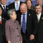 Paulson terms China talks ‘very productive’ U.S.-CHINA TALKS: Chinese Vice Premier Wu Yi, center left, chats with U.S. Treasury Secretary Henry Paulson today in Washington, D.C., as they and other delegates to the talks gather for a group portrait. /