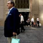ICSC: Retail sales dip last week; <br>May sales rise TIFFANY & CO. - the luxury retailer that plans to open at Providence Place this fall - says its 1Q profit surged 15% as the weaker dollar boosted sales. Above, shopper Bill Foster leaves the company's flagship store in NYC holding one of its trademark blue bags. /