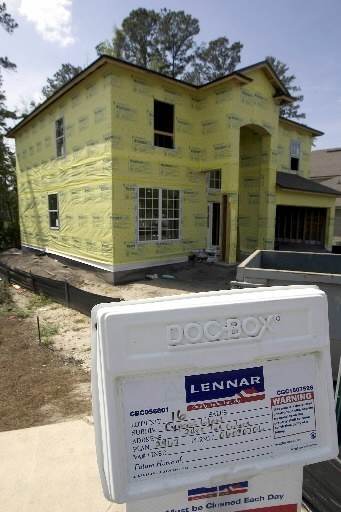 SALES FELL last month compared with April in every region but the West. The single-family home above is being constructed by No. 2 homebuilder Lennar Corp. in the Fleming Island development, in Clay County, Fla. / SALES FELL last month compared with April in every region but the West. The single-family home above is being constructed by No. 2 homebuilder Lennar Corp. in the Fleming Island development, in Clay County, Fla. /