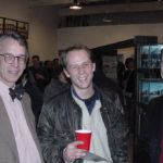 TIMOTHY MORE, left, is a lawyer who represents many artists and has been involved with projects including Monohasset Mill. Above, he attends a oparty with artist Erik Bright, center, and Clark Schoettle of the Providence Preservation Society. / 