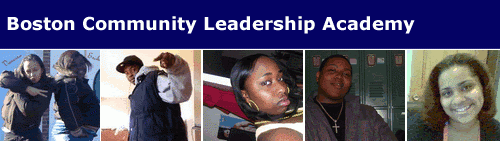 THIS IMAGE greets visitors to the Web site, created in less than a month, that showcases the Senior Capstone projects of 60-some Boston Community Leadership Academy students. / THIS IMAGE greets visitors to the Web site, created in less than a month, that showcases the Senior Capstone projects of 60-some Boston Community Leadership Academy students. /