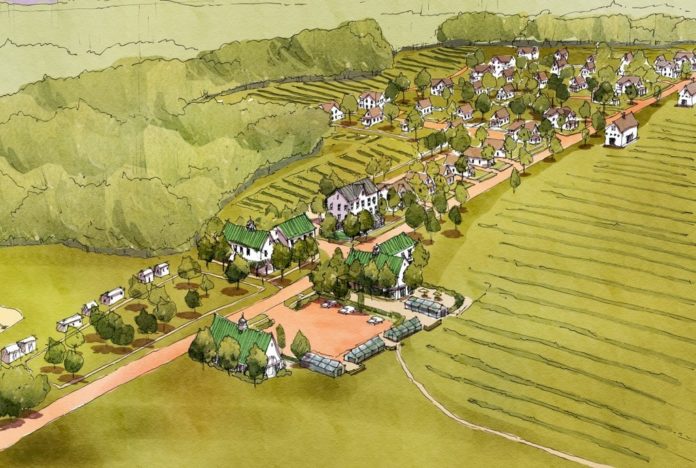 THE DESIGN for a mixed-use artist community on the edge of the 200-acre Sandywood Farm in Tiverton has won an award for its application of New Urbanism concepts to a rural site. / 