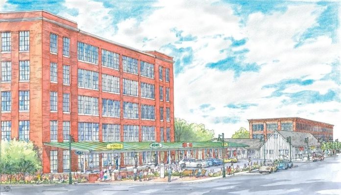 RUMFORD CENTER, in the former Rumford Chemical Works, will include  retail and commercial space plus  a mix of condominiums and luxury rental apartments. The first units are slated to open next spring. / 