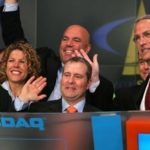 Towerstream shows growth, loss in 2Q JEFF THOMPSON, center front, president and CEO of Towerstream Corp., presides over the opening bell at Nasdaq on June 1, the day after the company began trading on the market. /