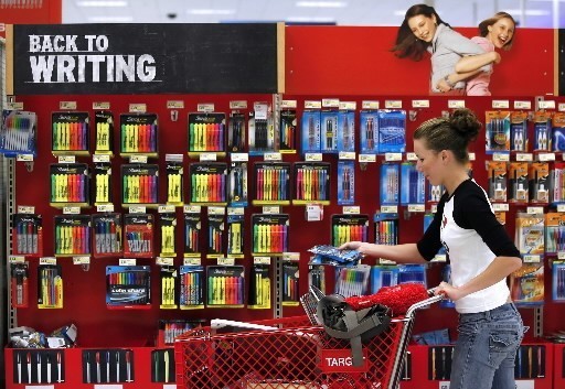 COOLER, WETTER WEATHER last week helped boost retail spending nationwide, the ICSC said. Above, Anna Hughes shops for back-to-school supplies at a Super Target in Liberty, Mo. / COOLER, WETTER WEATHER last week helped boost retail spending nationwide, the ICSC said. Above, Anna Hughes shops for back-to-school supplies at a Super Target in Liberty, Mo. /
