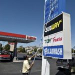 NATIONWIDE, the average price of self-serve regular gasoline was $2.789 per gallon, 13 cents higher than in Rhode Island. Above, Tom Reaves changes the price on the sign outside an Exxon station in Columbus, Ohio. / 