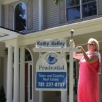 Mass. home sales, prices fall in August SINGLE-FAMILY and condo sales both fell in August across Massachusetts and prices followed. Above, owner/Broker Gail Lockberg of Town and Country Real Estate places a for-sale sign outside a new house in Wellesley, Mass. /