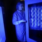 MANUFACTURERS of finished goods had no reason to be blue in September, as wholesale prices rose 1.1 percent.  Above,  Ted Lowes tests light-emitting diodes (LEDs) at Cree Inc. in Research Triangle Park, Durham, N.C. / 