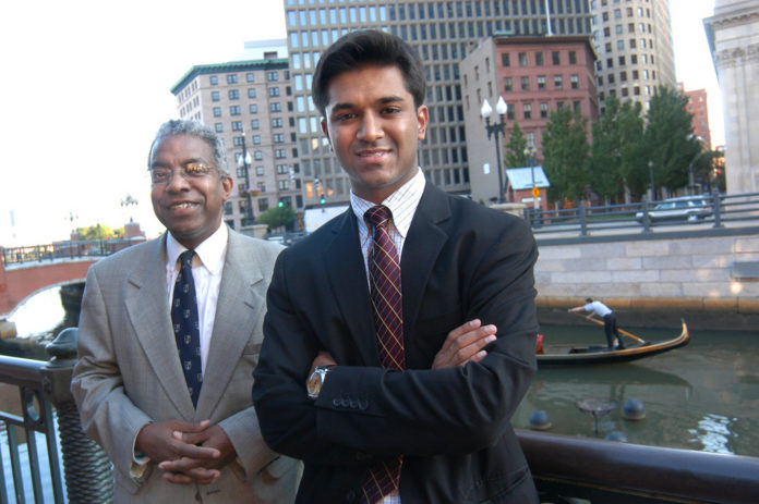 RAJIV KUMAR, right, is being honored as a Community Hero for founding the statewide healthy living challenge ShapeUp Rhode Island. Together with former state Rep. Ray Rickman, left, Kumar also co-founded the Adopt a Doctor international philanthropy. / RAJIV KUMAR, right, is being honored as a Community Hero for founding the statewide healthy living challenge ShapeUp Rhode Island. Together with former state Rep. Ray Rickman, left, Kumar also co-founded the Adopt a Doctor international philanthropy. /