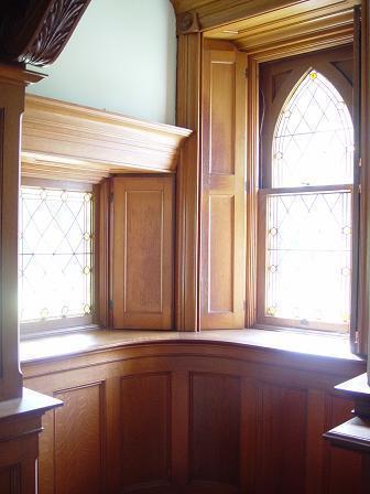 DECORATIVE and detailed woodwork, and the original leaded and stained-glass windows, help give Meeresblick a homey feel. / DECORATIVE and detailed woodwork, and the original leaded and stained-glass windows, help give Meeresblick a homey feel. /