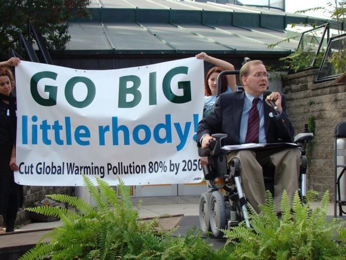 U.S. REP. JIM LANGEVIN speaks at Roger Williams Park Nov. 4 during the CLF rally launching the GO BIG Little Rhody pollution-prevention campaign. / U.S. REP. JIM LANGEVIN speaks at Roger Williams Park Nov. 4 during the CLF rally launching the GO BIG Little Rhody pollution-prevention campaign. /