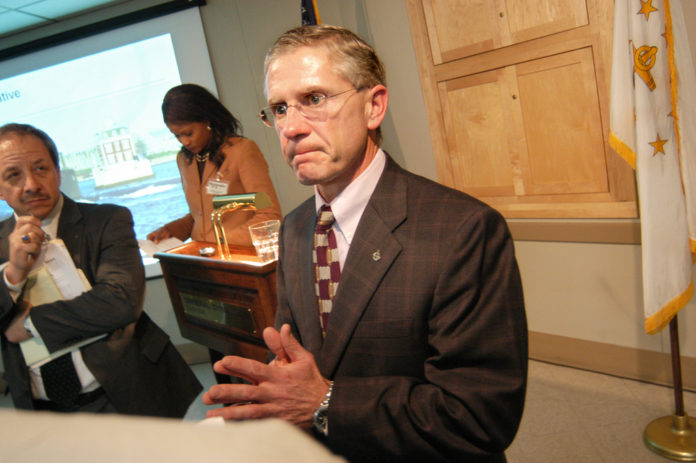 WORK IS GROWING: Electric Boat President John Casey gave a strong forecast for the coming years at the company’s Quonset facility recently. / WORK IS GROWING: Electric Boat President John Casey gave a strong forecast for the coming years at the company’s Quonset facility recently. /